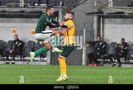 Australia and Saudi Arabia played out their World. Cup Qualifying game with a 0-0 draw in wet conditions. Featuring: Abdulelah Saad Almalki, Mathew Leckie Where: Sydney, Australia When: 11 Nov 2021 Credit: WENN Stock Photo