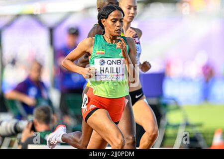 EUGENE, UNITED STATES - JULY 21: Freweyni of Hailu of Ethiopia competing on Women's 800m during the World Athletics Championships on July 21, 2022 in Eugene, United States (Photo by Andy Astfalck/BSR Agency) Atletiekunie Stock Photo