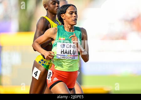 EUGENE, UNITED STATES - JULY 21: Freweyni of Hailu of Ethiopia competing on Women's 800m during the World Athletics Championships on July 21, 2022 in Eugene, United States (Photo by Andy Astfalck/BSR Agency) Atletiekunie Stock Photo