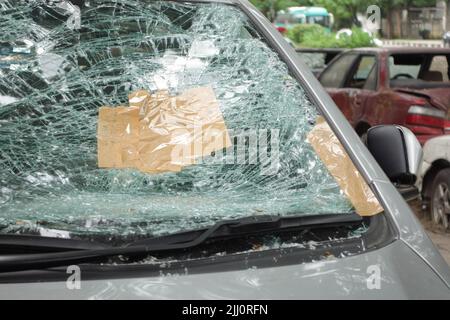 old damage card glass close up  Stock Photo