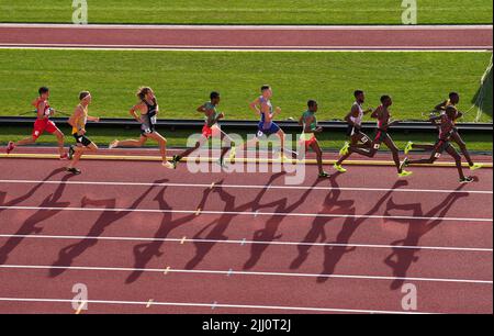 A general view of the runners during the Men’s 5000m Heats on day seven of the World Athletics Championships at Hayward Field, University of Oregon in the United States of America. Picture date: Thursday July 21, 2022. Stock Photo