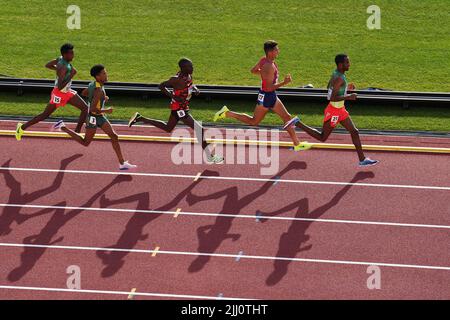 A general view of the runners during the Men’s 5000m Heats on day seven of the World Athletics Championships at Hayward Field, University of Oregon in the United States of America. Picture date: Thursday July 21, 2022. Stock Photo