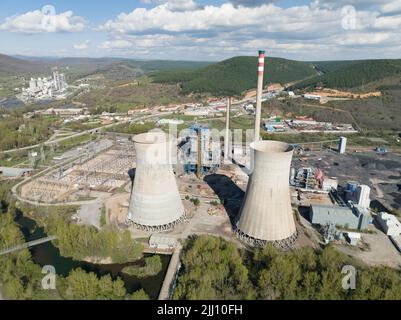 old coal power central from aerial view Stock Photo