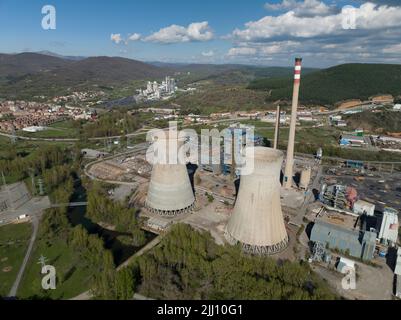 old coal power central from aerial view Stock Photo