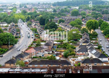 Aerial image of tram on Southchurch Drive in Clifton captured from the ...