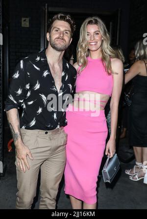 Joel Dommett and Hannah Cooper seen attending the ITV Summer Party 2022 at The Mandrake in London Stock Photo