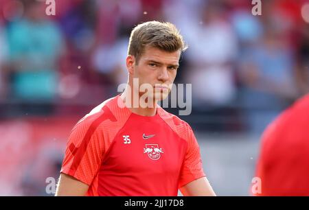 Leipzig, Germany. 21st July, 2022. Soccer: Test matches, RB Leipzig - FC Liverpool at the Red Bull Arena. Leipzig's player Alexander Sörloth. Credit: Jan Woitas/dpa/Alamy Live News Stock Photo