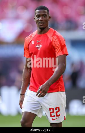 Leipzig, Germany. 21st July, 2022. Soccer: Test matches, RB Leipzig - FC Liverpool at the Red Bull Arena. Leipzig's player Nordi Mukiele. Credit: Jan Woitas/dpa/Alamy Live News Stock Photo