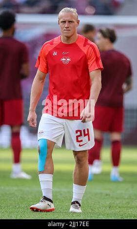 Leipzig, Germany. 21st July, 2022. Soccer: Test matches, RB Leipzig - FC Liverpool at the Red Bull Arena. Leipzig's player Xaver Schlager. Credit: Jan Woitas/dpa/Alamy Live News Stock Photo