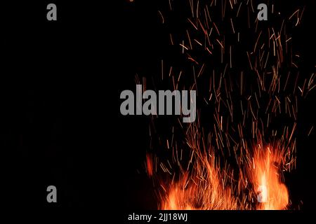 Fire flame isolated on black Stock Photo