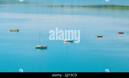 Tbilisi sea and boat with deflated sails. Landscape Stock Photo