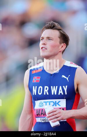 Karsten Warholm (NOR),   JULY 19, 2022 - Athletics : IAAF World Championships Oregon 2022  Men's 400m Hurdles Final  at Hayward Field, Eugene, Oregon, USA.  (Photo by Naoki Nishimura/AFLO SPORT) Stock Photo