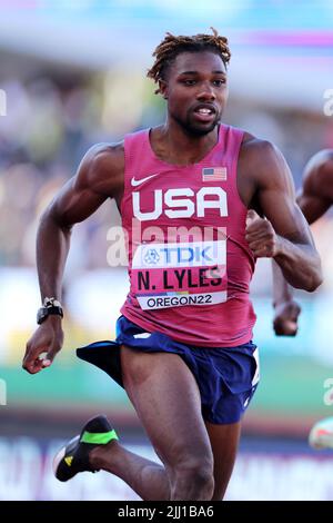 Noah Lyles (USA),  JULY 19, 2022 - Athletics : IAAF World Championships Oregon 2022  Men's 200m Semi-Final  at Hayward Field, Eugene, Oregon, USA.  (Photo by Naoki Nishimura/AFLO SPORT) Stock Photo