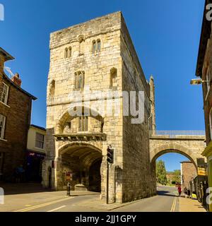 Back of Monk bar in Goodramgate, the city side of York's medieval walls. UK Stock Photo