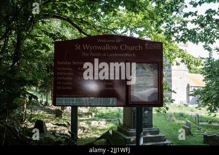 Exterior of St Wynwallow's Church (St Winwalaus). The church, England's most southerly, dates from the 12th Century and is Grade 1 listed. Stock Photo