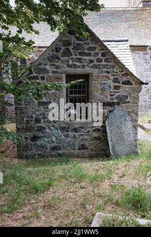 Exterior of St Wynwallow's Church (St Winwalaus). The church, England's most southerly, dates from the 12th Century and is Grade 1 listed. Stock Photo