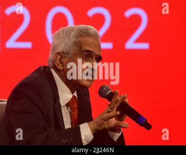 MUMBAI, INDIA - JULY 22: RBI Governor Shaktikanta Das addressing the Bank of Baroda's Annual Banking Conference 2022 - 'Banking Beyond Tomorrow on July 22, 2022 in Mumbai, India. (Photo by Anshuman Poyrekar/Hindustan Times/Sipa USA) Stock Photo