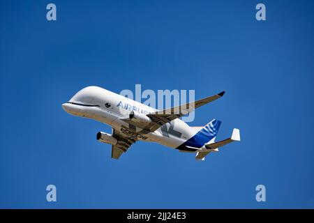 RAF Fairford, Gloucestershire, UK - July 16 2022: An Airbus A330-743L BelugaXL at the Royal International Air Tattoo, RAF Fairford, Gloucestershire,UK Stock Photo