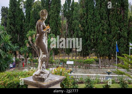 Achilleion Gardens of the neoclassical summer residence of Empress Sissi, Corfu Island, Greece Stock Photo