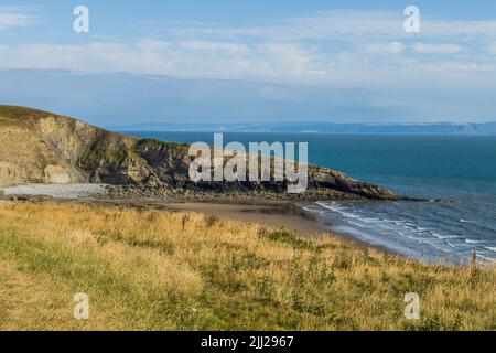 Dunraven Bay Photographed from Above on the cliffs at Southerndown in the Vale of Glamorgan Stock Photo