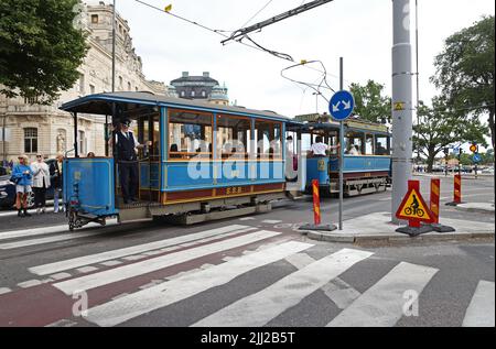 Old tram, in the city of Stockholm, Sweden Stock Photo