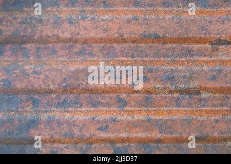 Old Rusty Brown Corrugated Metal Texture Abstract Background Steel Pattern. Stock Photo
