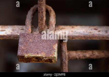 Old rusty padlock close up Stock Photo