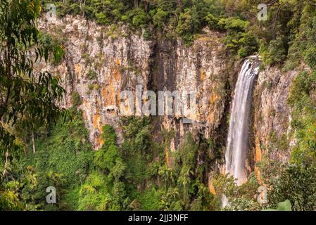 Purling Brook Falls from aerial view. Stock Photo