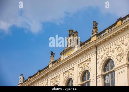 Dresden, Germany - June 28, 2022: The Dresden Transport Museum (Verkehrsmuseum Dresden) displays vehicles of all modes of transport, such as railway, Stock Photo