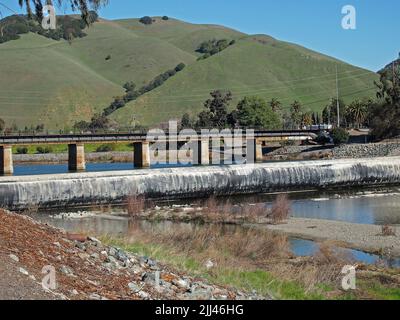 rubber dam, on Alameda Creek, Fremont, California Stock Photo