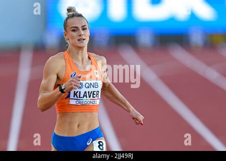 Oregon, USA. 22nd July, 2022. EUGENE, UNITED STATES - JULY 22: Lieke Klaver of The Netherlands competing on Women's 400 metres during the World Athletics Championships on July 22, 2022 in Eugene, United States (Photo by Andy Astfalck/BSR Agency) Atletiekunie Credit: Orange Pics BV/Alamy Live News Stock Photo