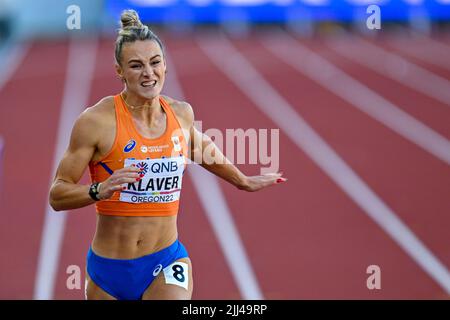 Oregon, USA. 22nd July, 2022. EUGENE, UNITED STATES - JULY 22: Lieke Klaver of The Netherlands competing on Women's 400 metres during the World Athletics Championships on July 22, 2022 in Eugene, United States (Photo by Andy Astfalck/BSR Agency) Atletiekunie Credit: Orange Pics BV/Alamy Live News Stock Photo