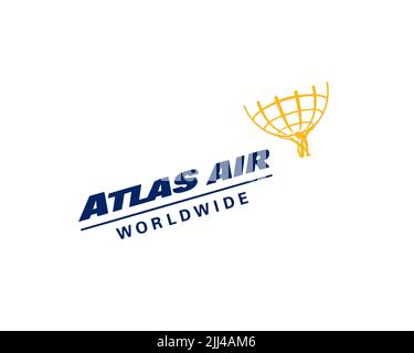 Atlas Air, rotated logo, white background Stock Photo