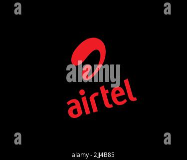 Bharti Airtel, rotated logo, black background Stock Photo