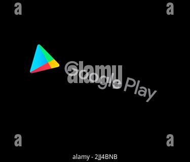 Google Play, rotated logo, black background Stock Photo - Alamy
