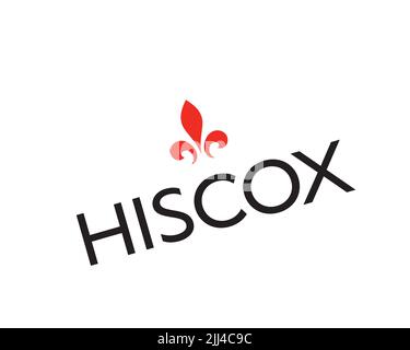 Hiscox, gedrehtes Logo, Weisser Hintergrund Stock Photo