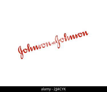 Johnson & Johnson, rotated logo, white background Stock Photo