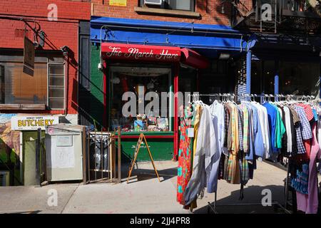 The March Hare, 321 E 9th St, New York, NYC storefront photo of a children's toy store in the East Village neighborhood in Manhattan. Stock Photo