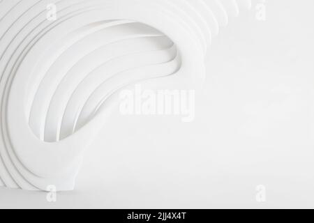 Minimal architecture background. White wave texture soft wallpaper. An element for design. Purity 3d rendering image. Stock Photo