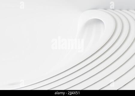 White abstract background. Smooth white lines with shadow. White wave texture soft wallpaper. An element for design. Purity 3d rendering image. Stock Photo