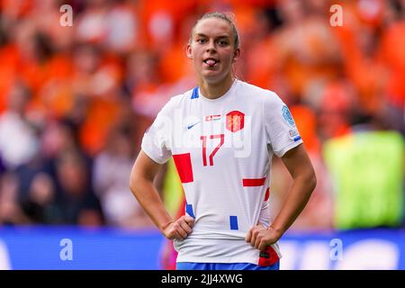 SHEFFIELD, UNITED KINGDOM - JULY 17: Romee Leuchter of the Netherlands looks on during the Group C - UEFA Women's EURO 2022 match between Switzerland and Netherlands at Bramall Lane on July 17, 2022 in Sheffield, United Kingdom (Photo by Joris Verwijst/Orange Pictures) Stock Photo