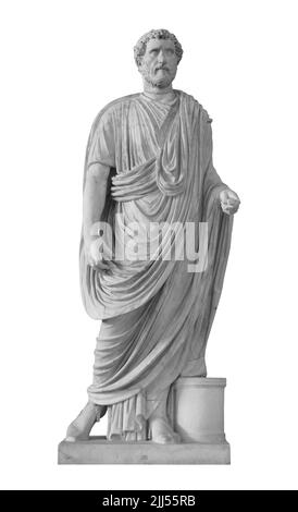 Roman emperor Antoninus Pius statue isolated over white background with clipping path Stock Photo