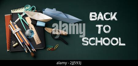 Back to school banner, concept background with text Stock Photo