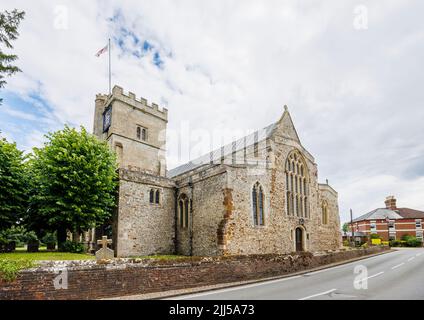 The exterior of historic St Mary's parish church in Fordingbridge, a small village in the New Forest, Hampshire Stock Photo