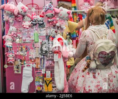 London UK 23 July 2022 Hyper Japan, biggest J-culture event,  Anime, Manga cops-players  descended in their thousands to Battersea Park were the event is taking place this year. Paul Quezada-Neiman/Alamy Live News Stock Photo