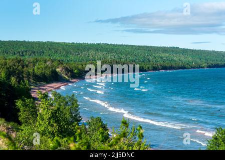 Great Sand Bay and beach on Lake Superior Michigan Keweenaw Peninsula Stock Photo