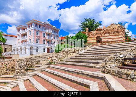 Nessebar (Nesebar), Bulgaria. Ancient Theatre of Nessebar. Black Sea Coast, Burgas. Stock Photo