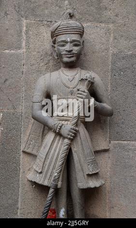 Statue of Dwarpal (Door guard or Watchman), Maheshwar (Madhya Pradesh/India) Stock Photo