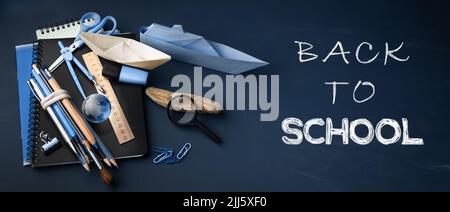 Back to school banner, concept background with lettering Stock Photo