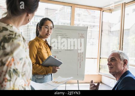 Business colleagues having meeting at work place Stock Photo